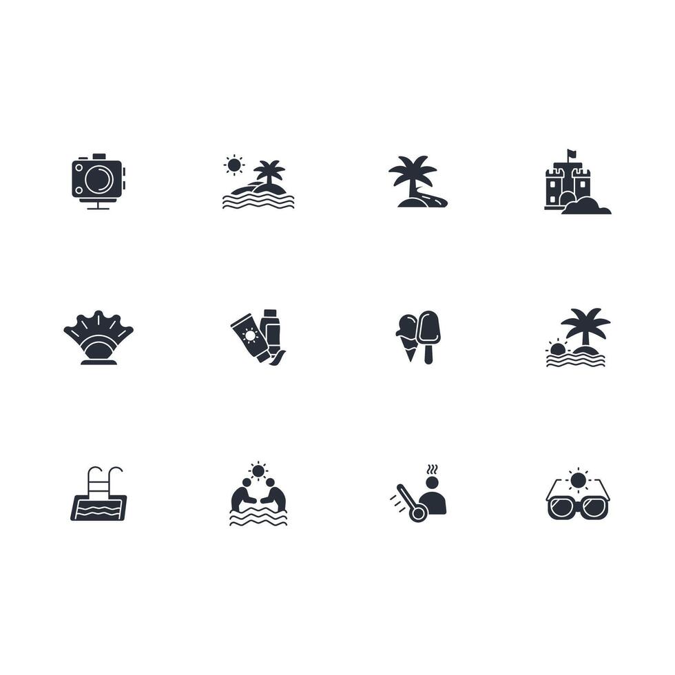 Summer icon set..Editable stroke.linear style sign for use web design,logo.Symbol illustration. vector