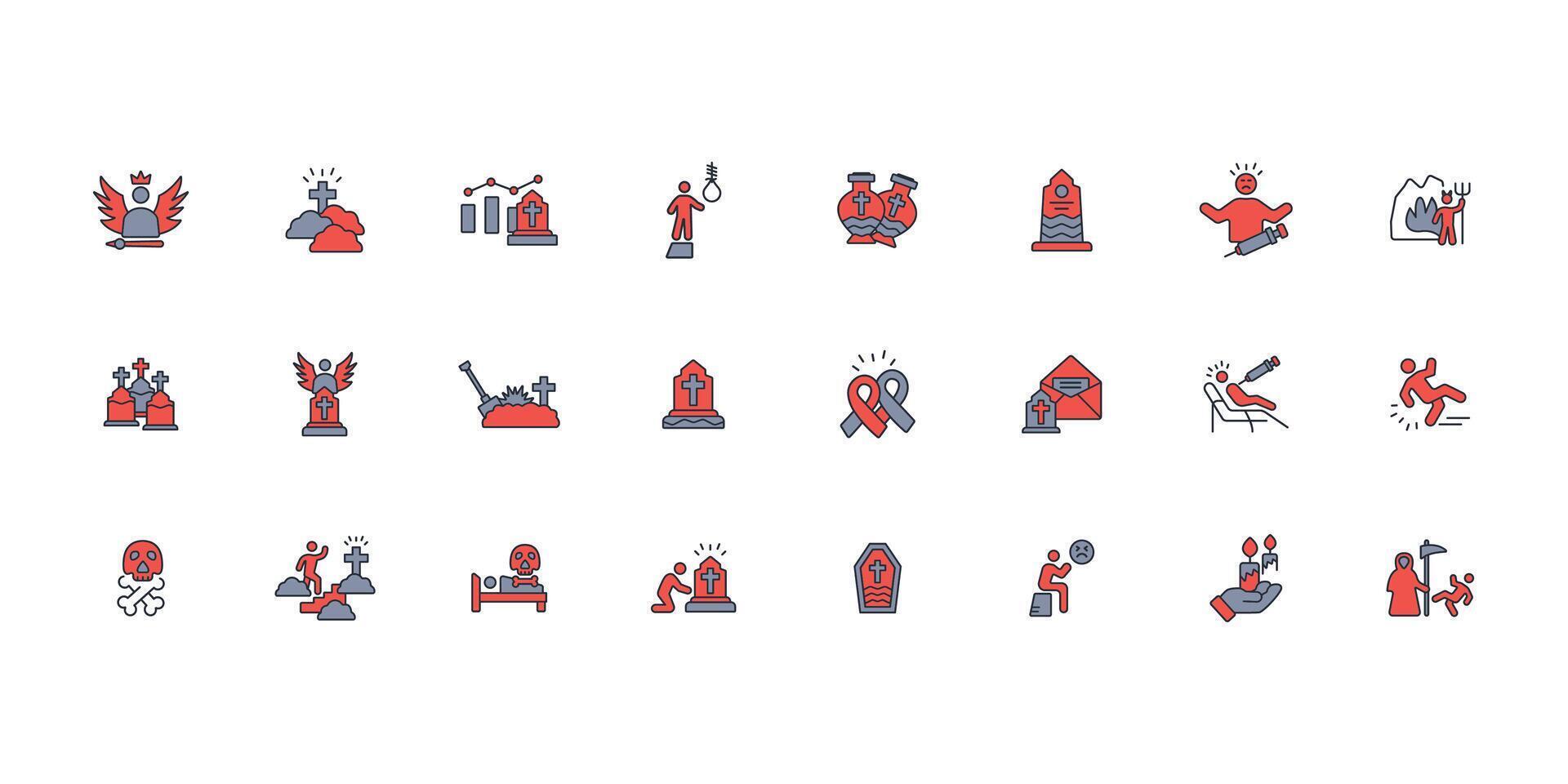 death icon set..Editable stroke.linear style sign for use web design,logo.Symbol illustration. vector