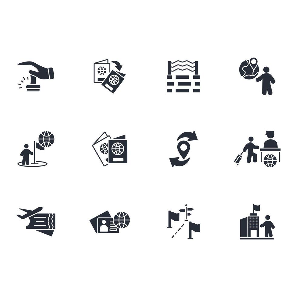 migration icon set..Editable stroke.linear style sign for use web design,logo.Symbol illustration. vector