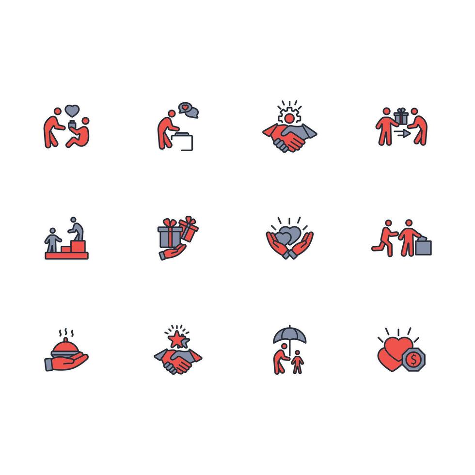 Altruism icon set..Editable stroke.linear style sign for use web design,logo.Symbol illustration. vector