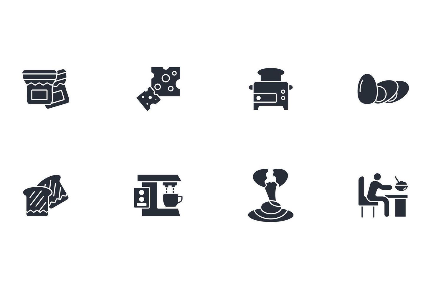 Breakfast icon set..Editable stroke.linear style sign for use web design,logo.Symbol illustration. vector