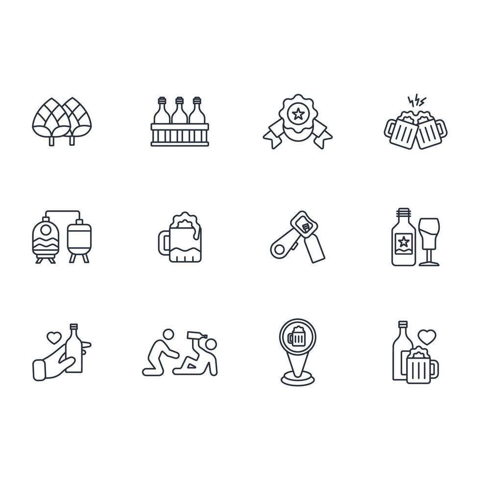 Beer icon set..Editable stroke.linear style sign for use web design,logo.Symbol illustration. vector