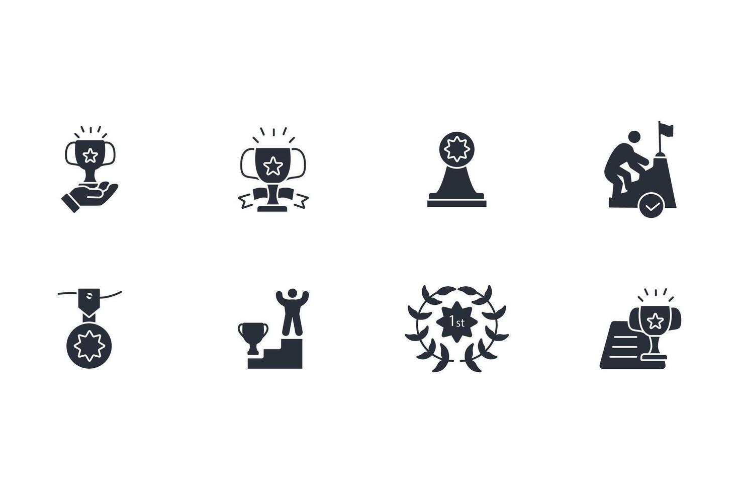 winners icon set..Editable stroke.linear style sign for use web design,logo.Symbol illustration. vector