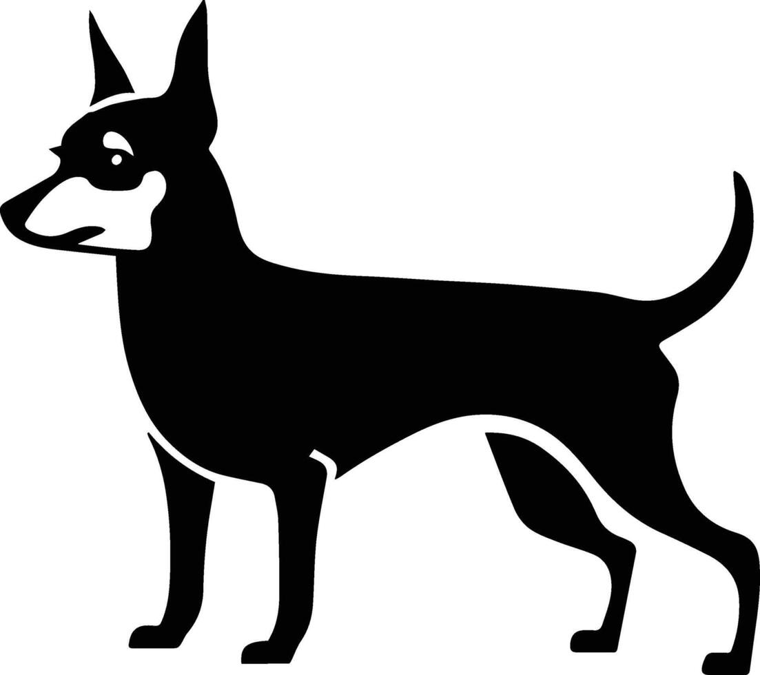 Black dog illustration on white background. Dog silhouette design vector