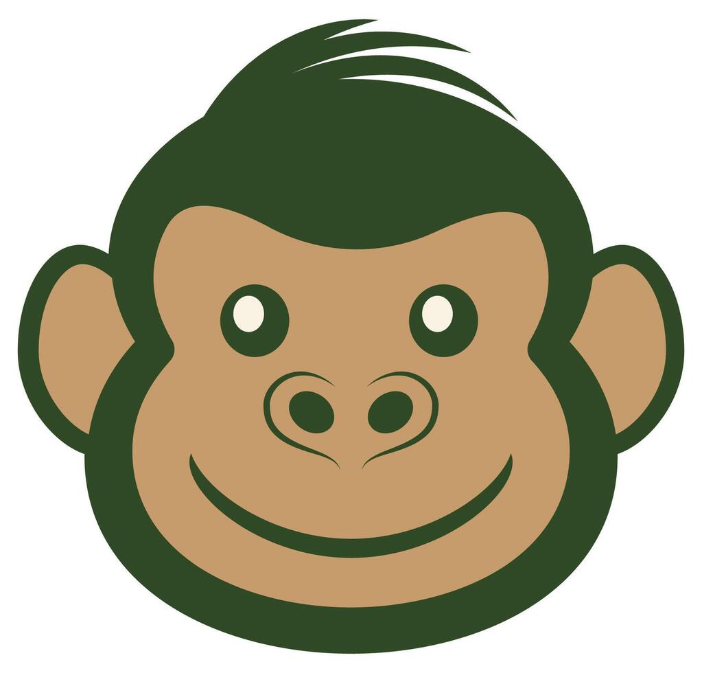 Hand drawn monkey head illustration. Flat illustration of a cute monkey head vector