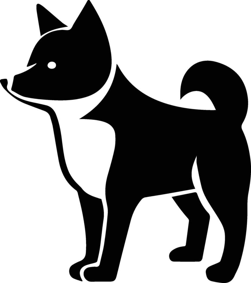 Standing dog silhouette illustration on white background vector