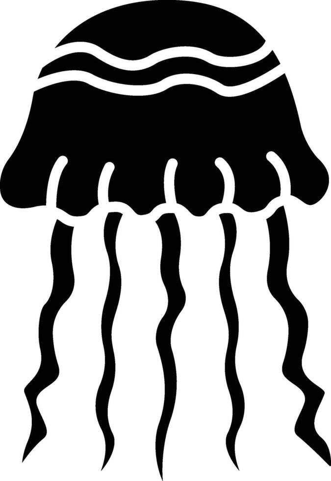 Underwater jelly fish illustration. Jellyfish black silhouette design vector