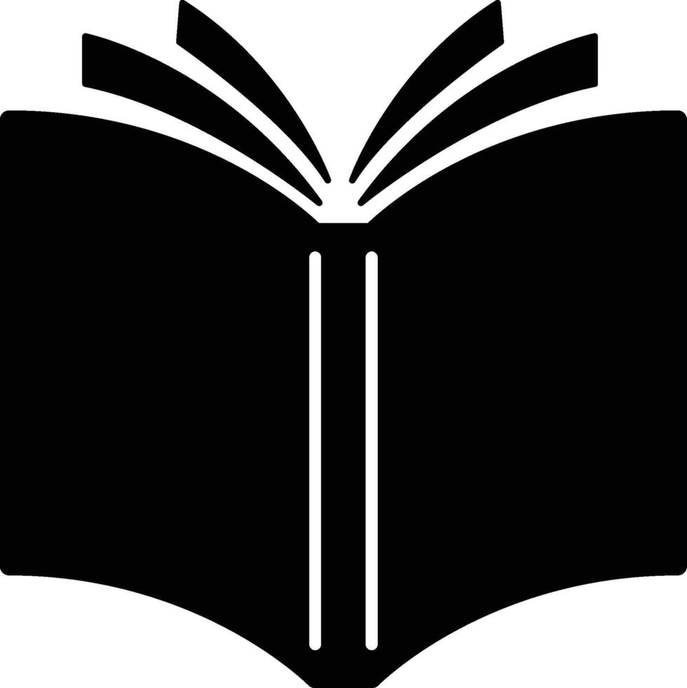 Black fill book icon . Open book icon silhouette illustration vector