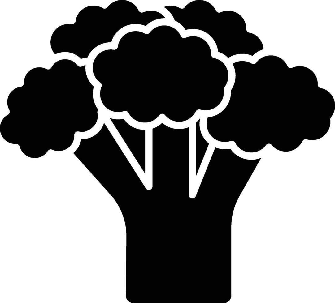 Broccoli in black illustration. Broccoli vegetable icon vector