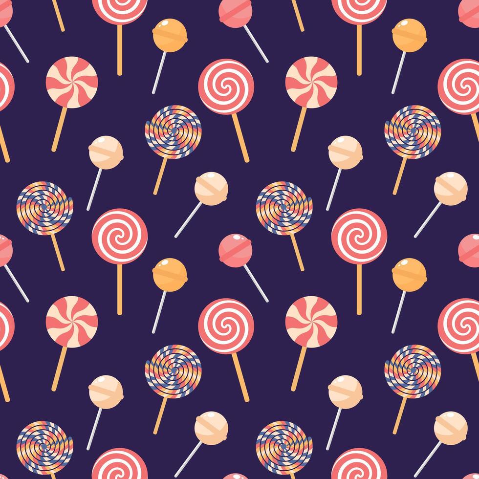 Seamless pattern with lollipops and candies. Holiday texture, pagking design vector