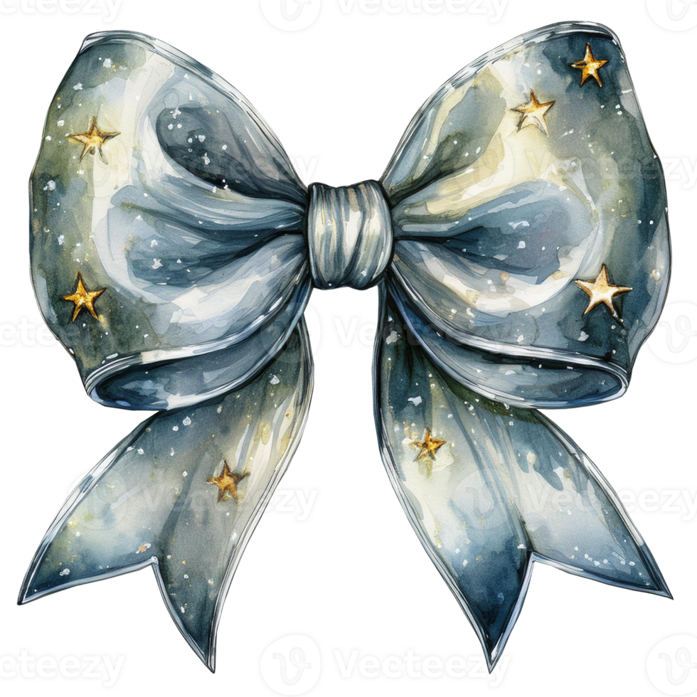 Starry blue decorative bow png