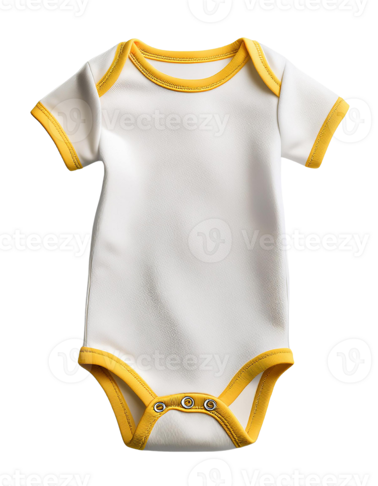 Baby onesie with yellow trim png