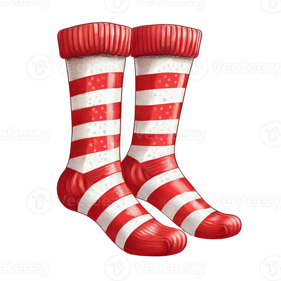 Red and white striped socks png