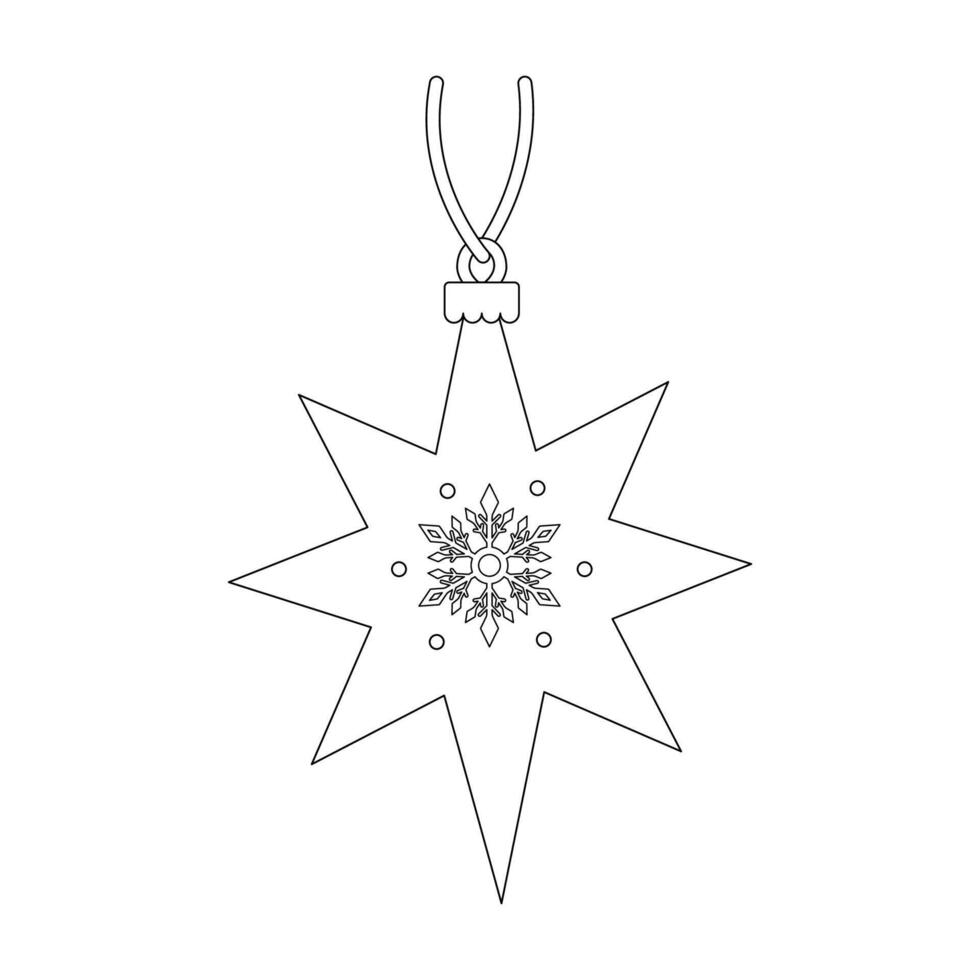 black and white Christmas tree decoration in the shape of a star with a pattern on a white background. vector
