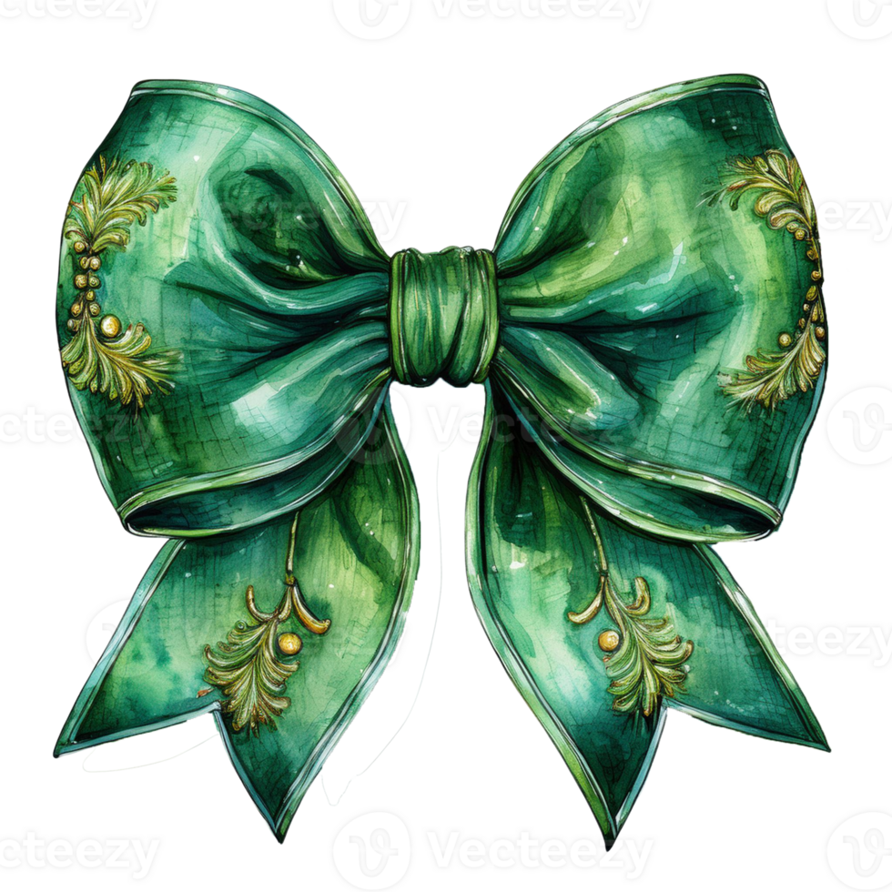 Elegant green bow with intricate design png