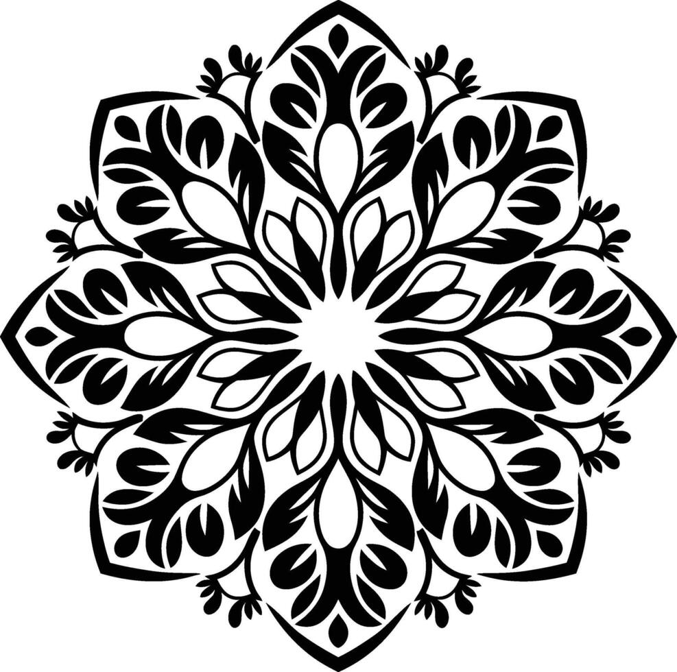 An illustration of a mandala silhouette with a nature-inspired design vector
