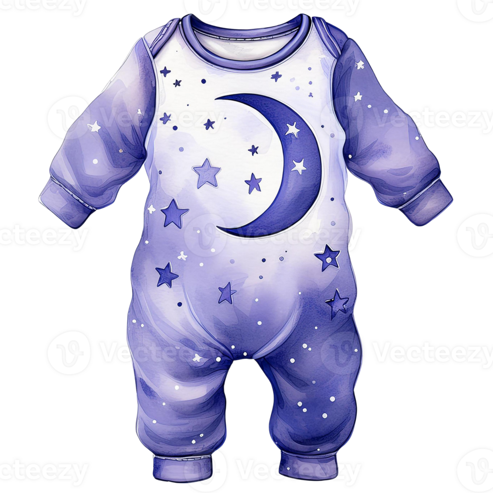Purple baby onesie with moon and star design png