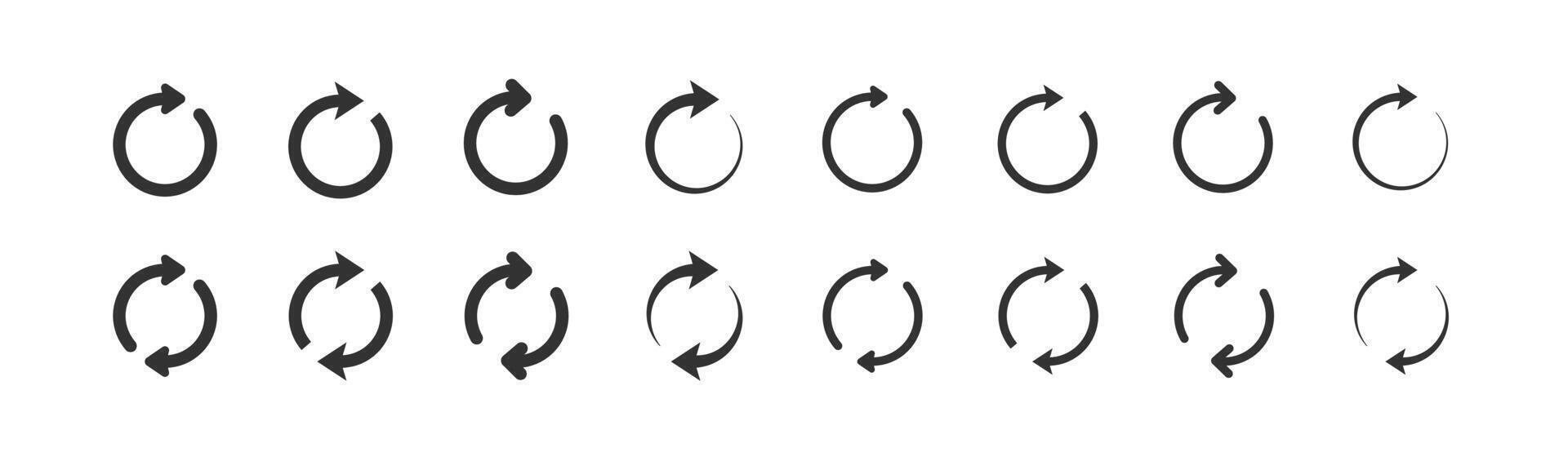 Arrow rotation icon. Refresh set. Reload sign. Update symbol. vector