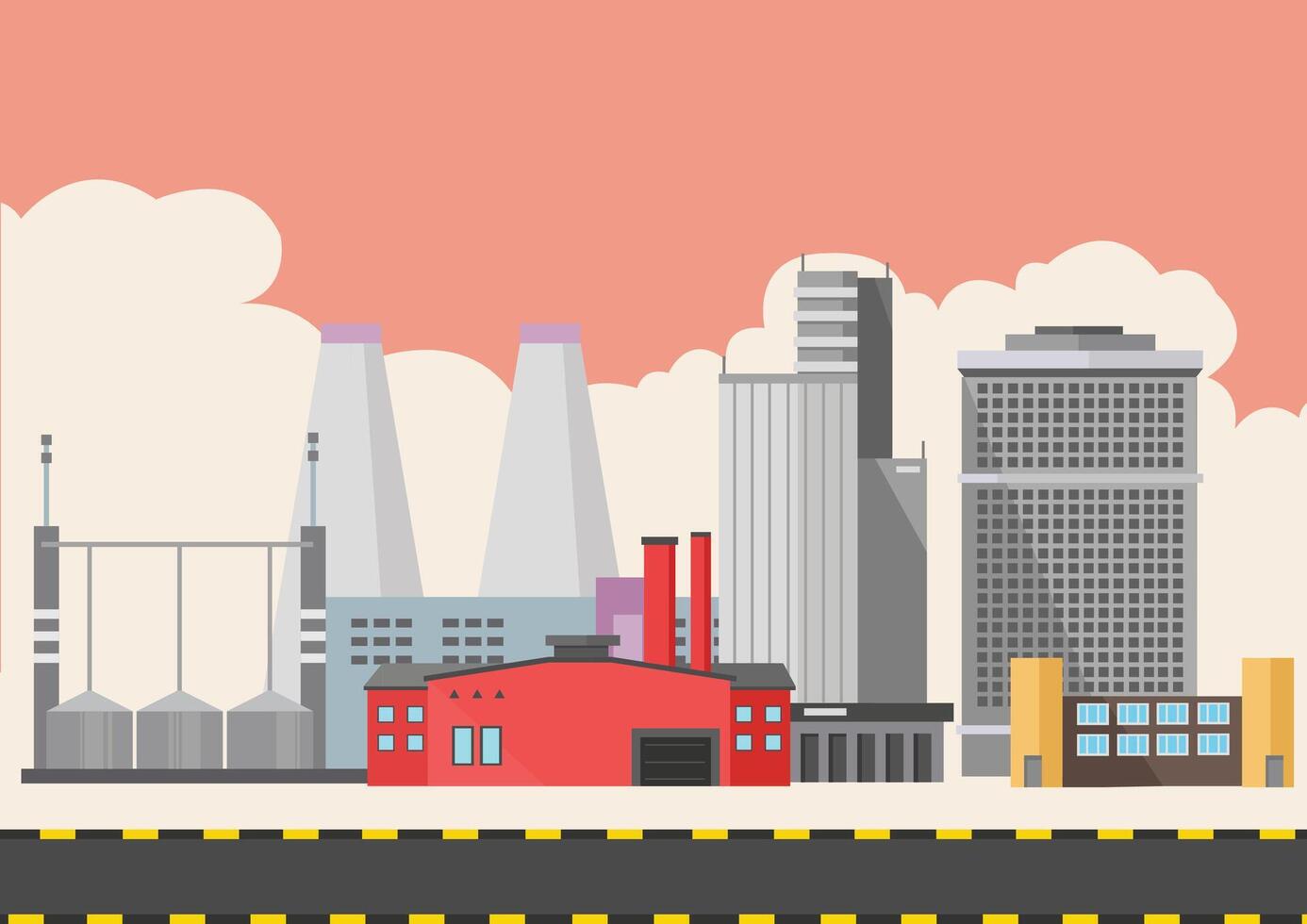 industrial or factory area with tall buildings and chimneys vector