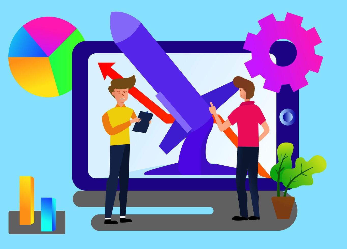 flat design illustration about startup business vector
