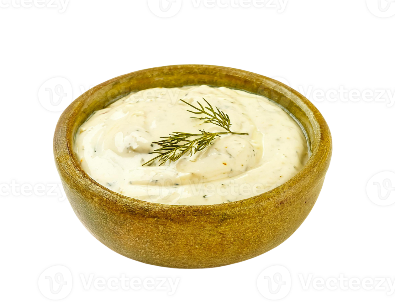 Creamy dip in a rustic bowl, garnished with fresh herbs png