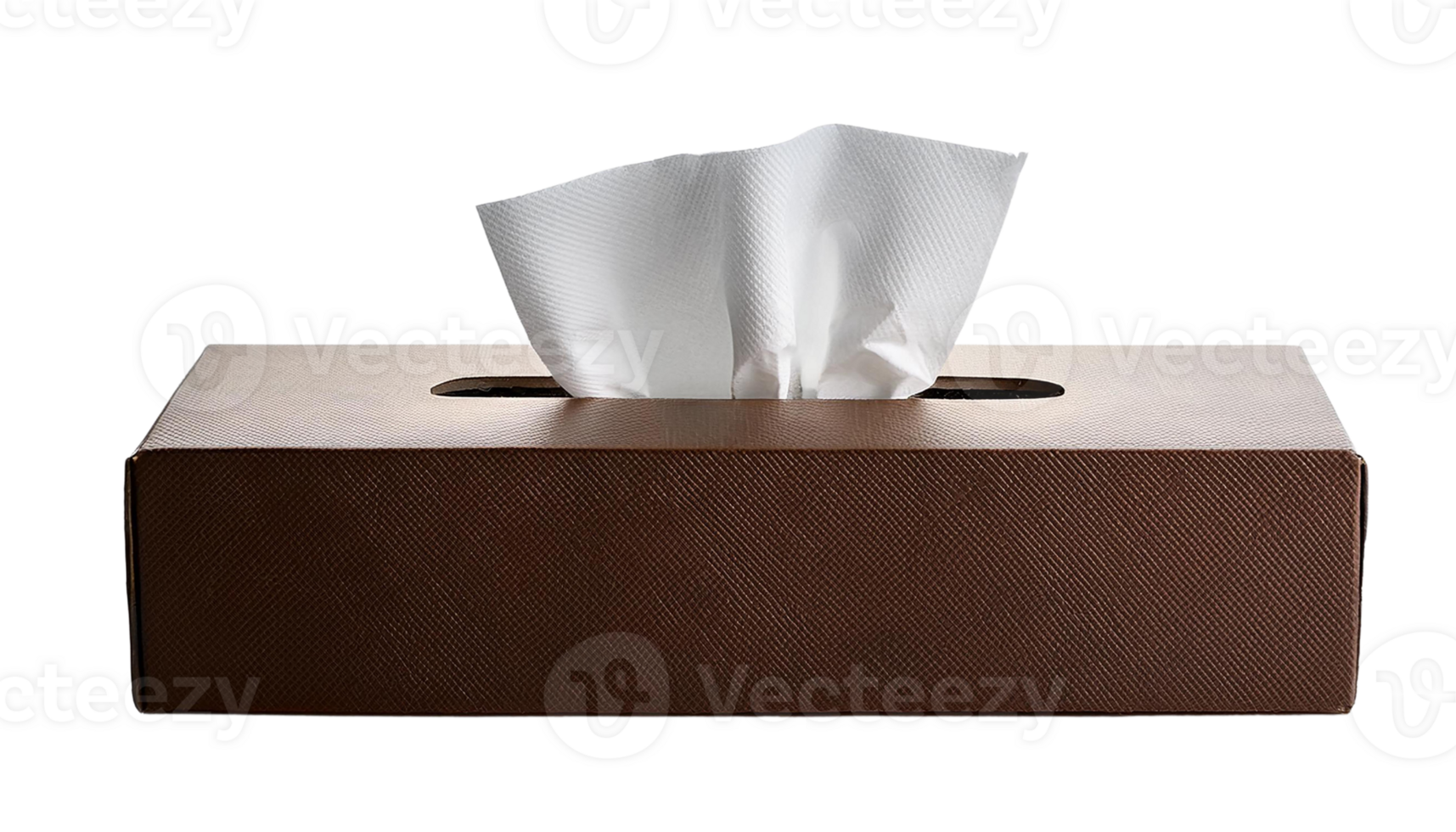 Brown tissue box with a few tissues protruding png