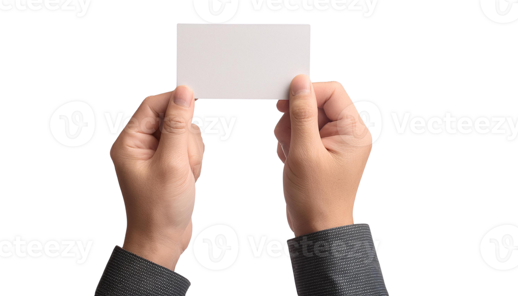 Hands holding a blank white card png