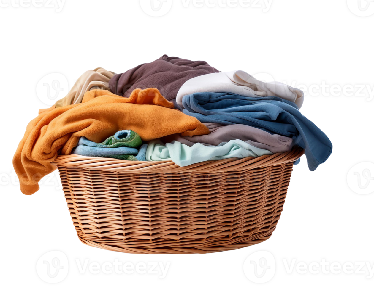 Basket full of assorted clean laundry png
