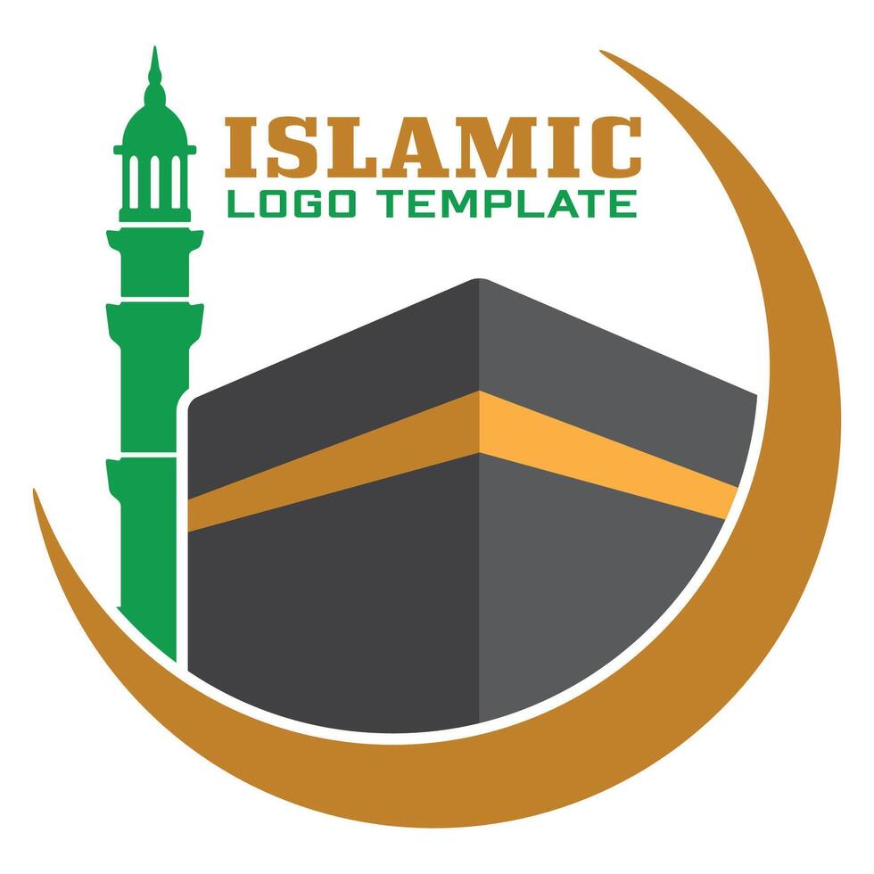 Islamic logo design template with Kaaba vector