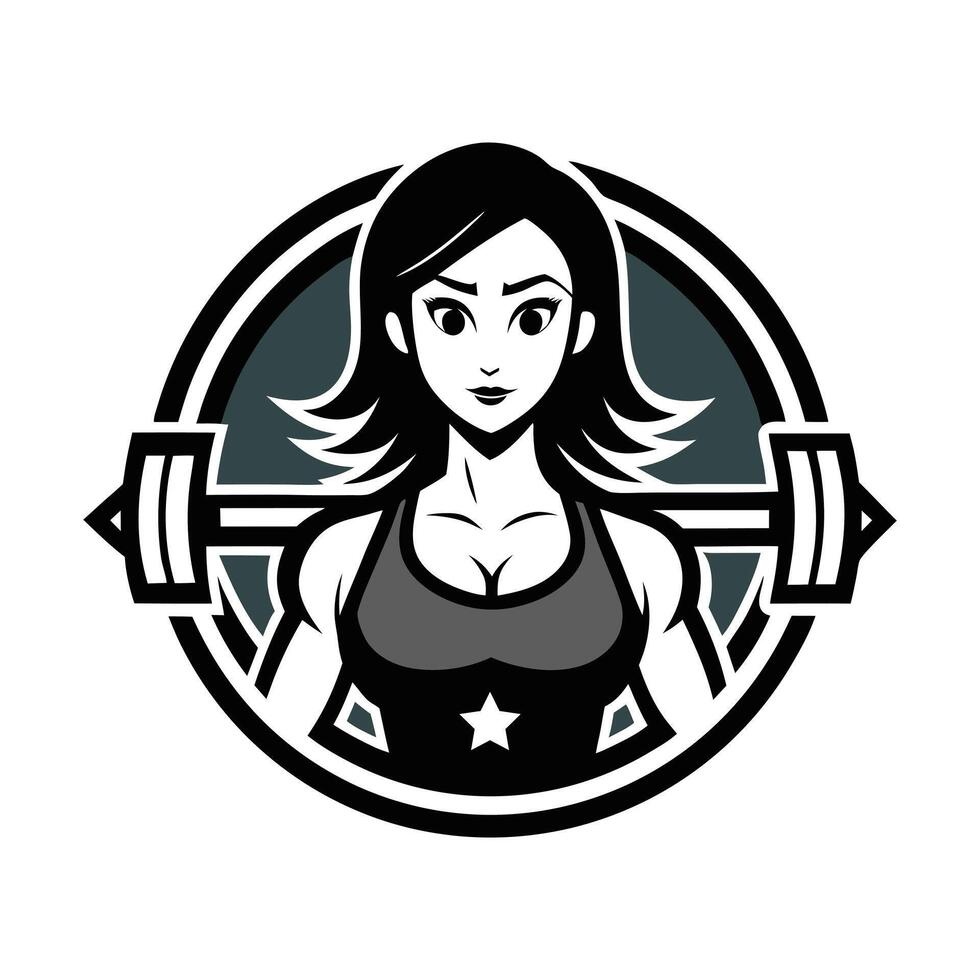 A smart gym center for lady fitness logo art illustration vector