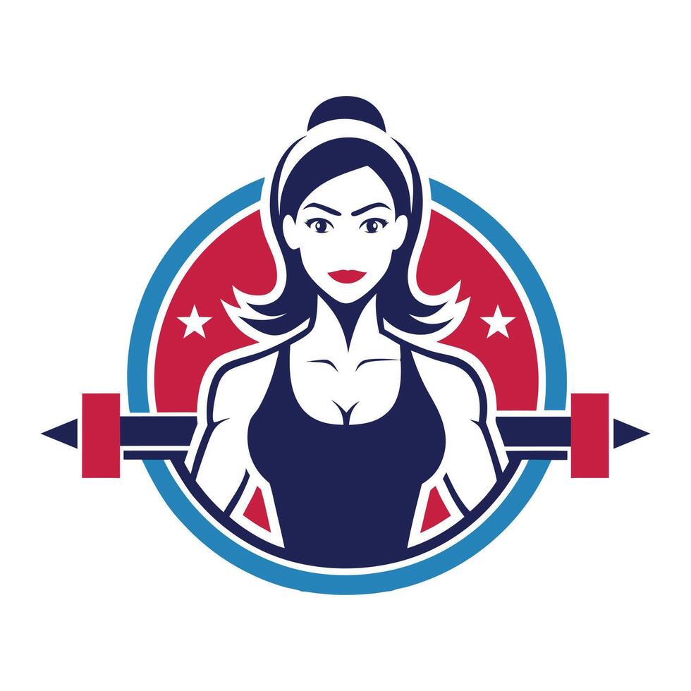 Lady logo art illustration for a smart fitness gym center vector