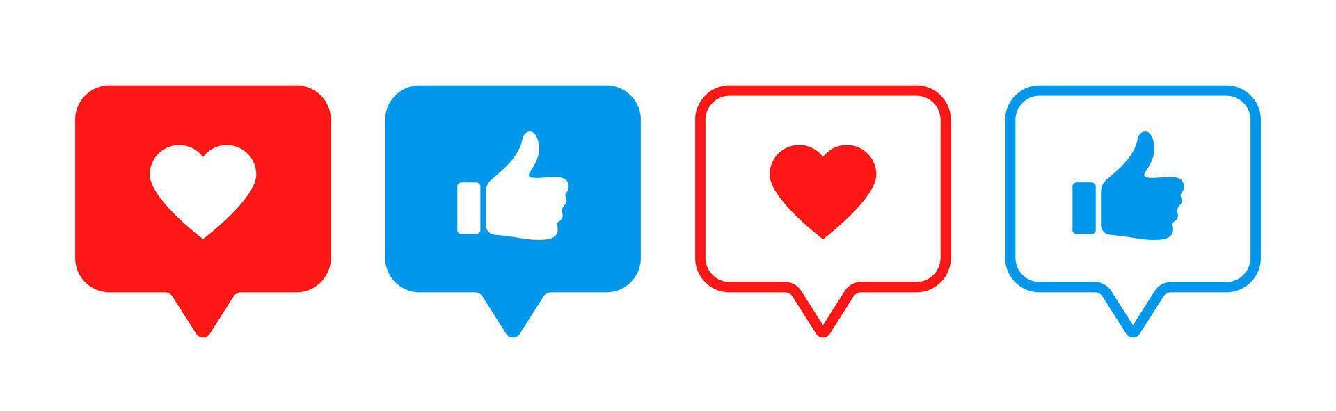 Social media follow and like notification icon symbols. Icons for websites, apps and UI UX vector