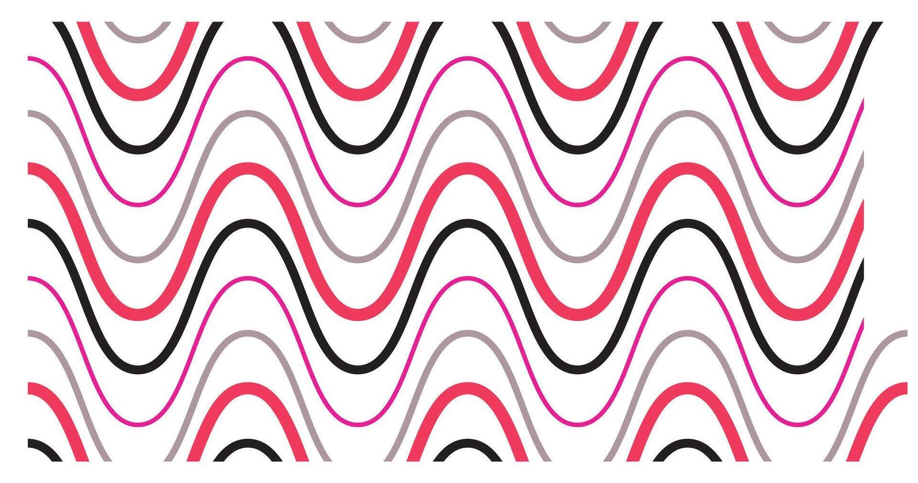 Waves Horizontal Background. Psychedelic Abstract Curves Seamless Pattern in Hippie Retro Style for Print on Textile, Wrapping Paper, Web Design. vector