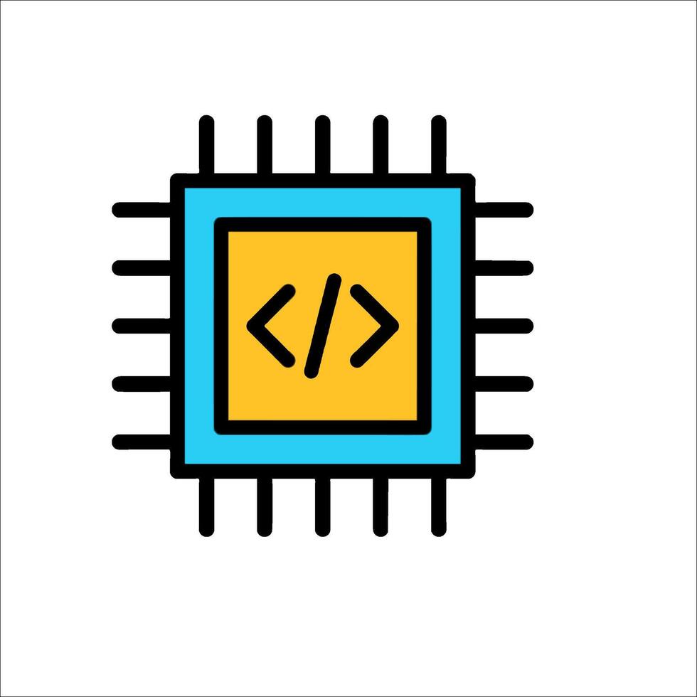 A computer processor with the word html written on it vector