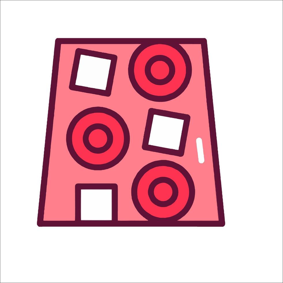 A pink square with four circles on it vector