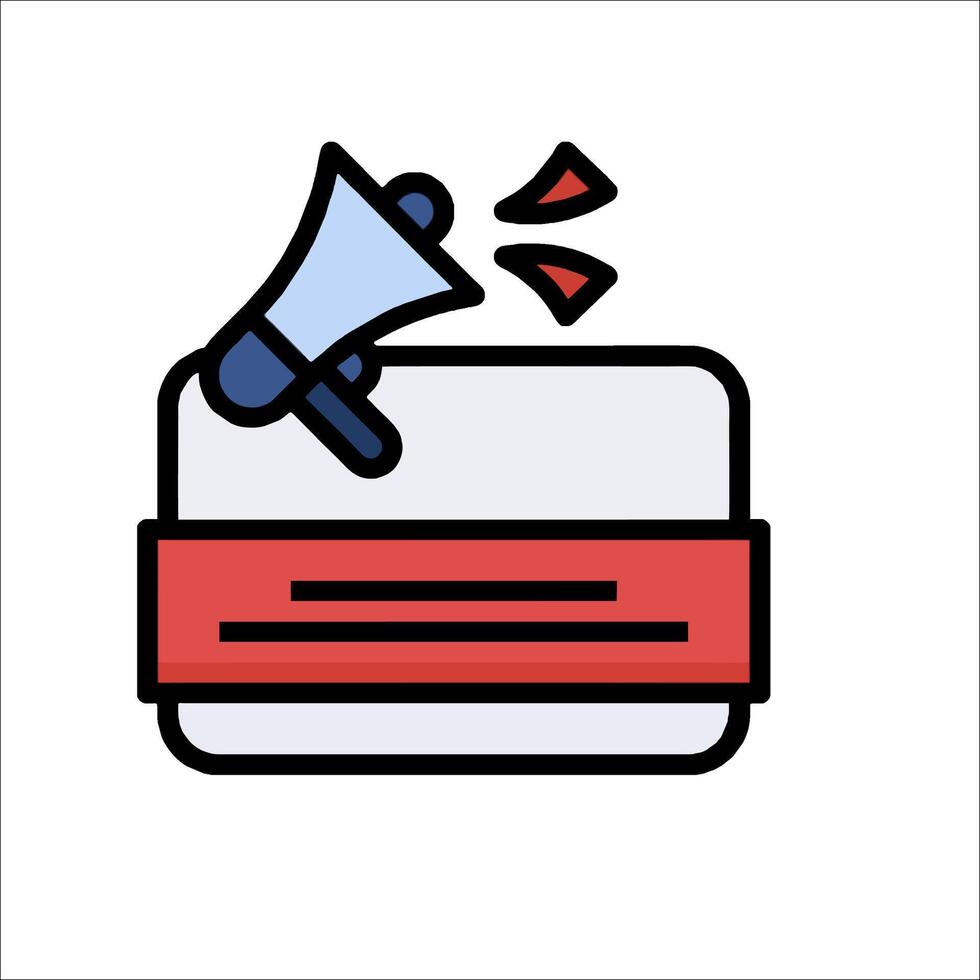 A megaphone is pointing at a red box vector