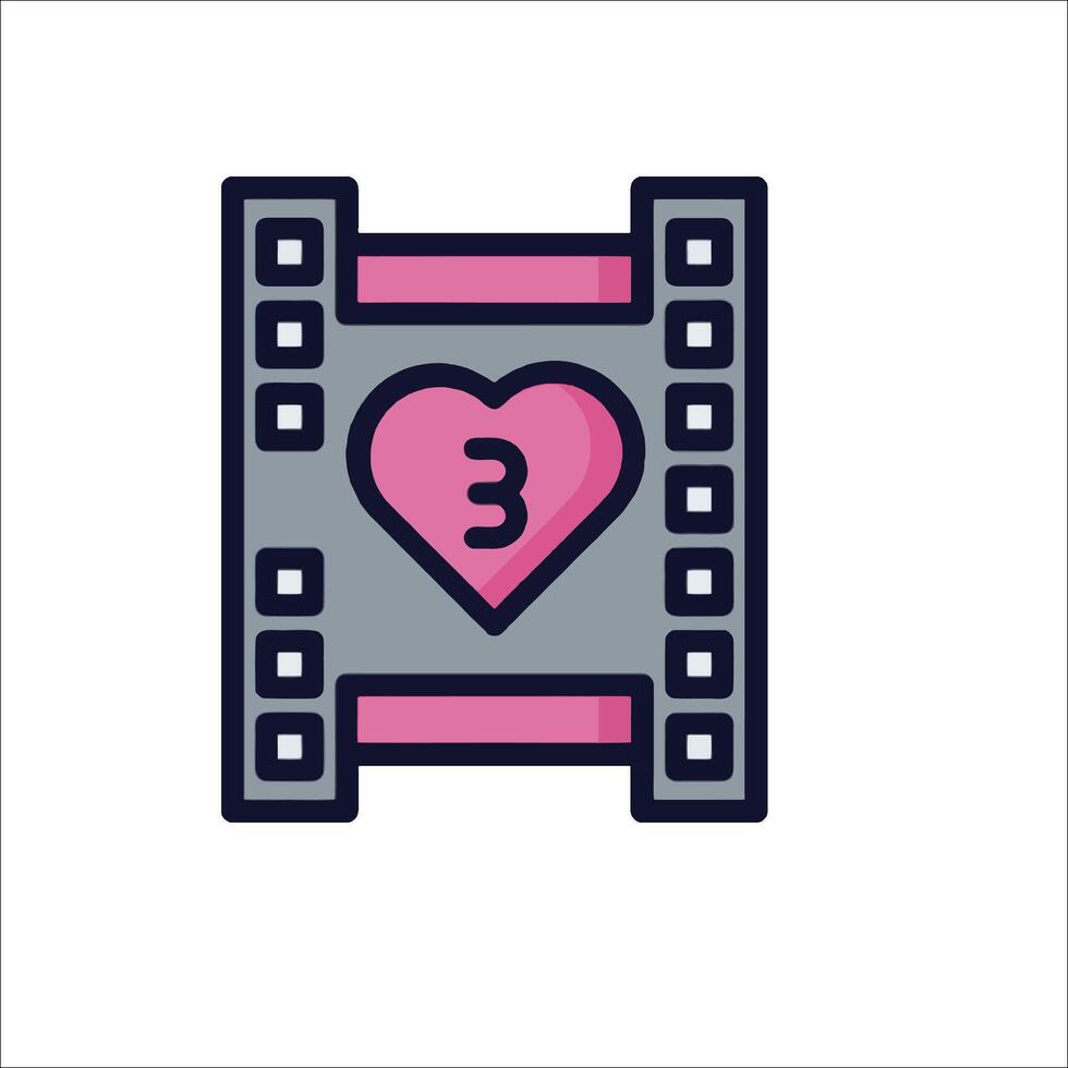 A film strip with a heart and the number 3 vector