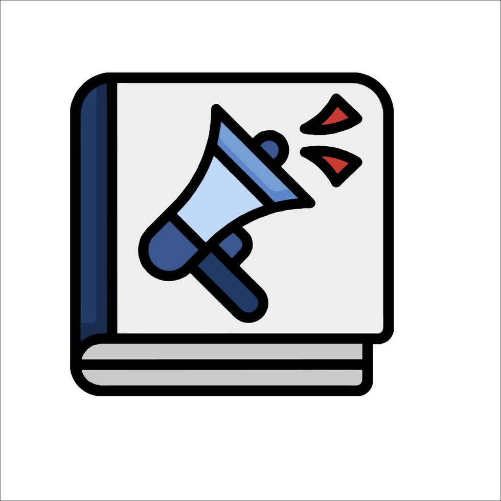 A book with a megaphone icon on it vector
