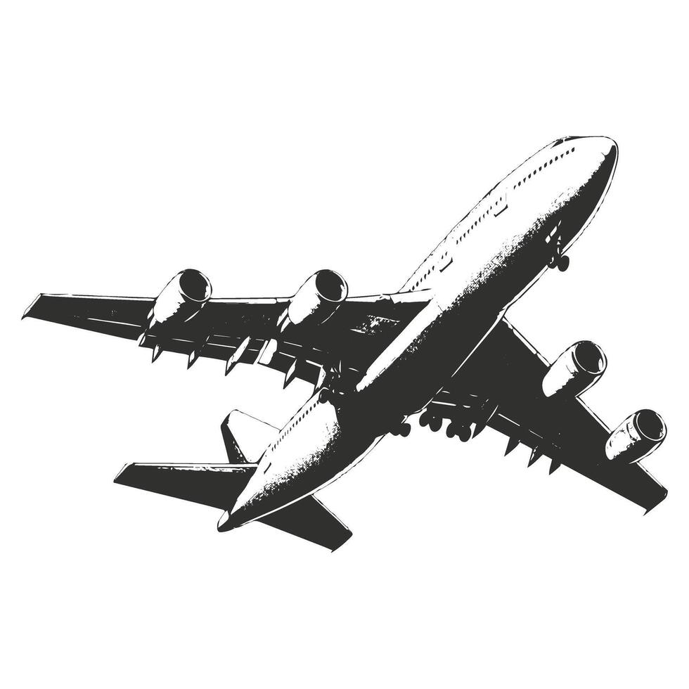 Artistic Hand Drawn Airplane Outline vector