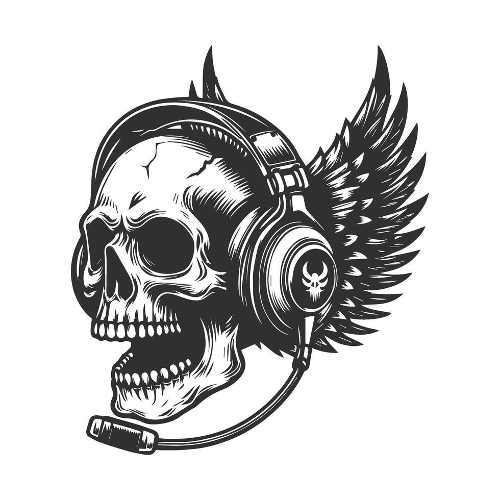Rocking Skull with Headphones vector