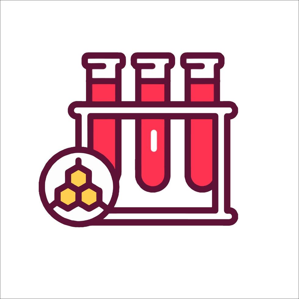 A test tube with two beakers and a honeycomb vector