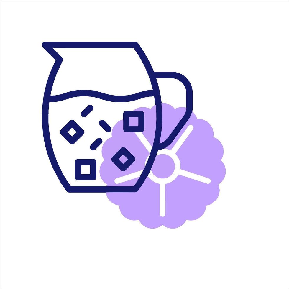 A pitcher of water with a purple flower on it vector