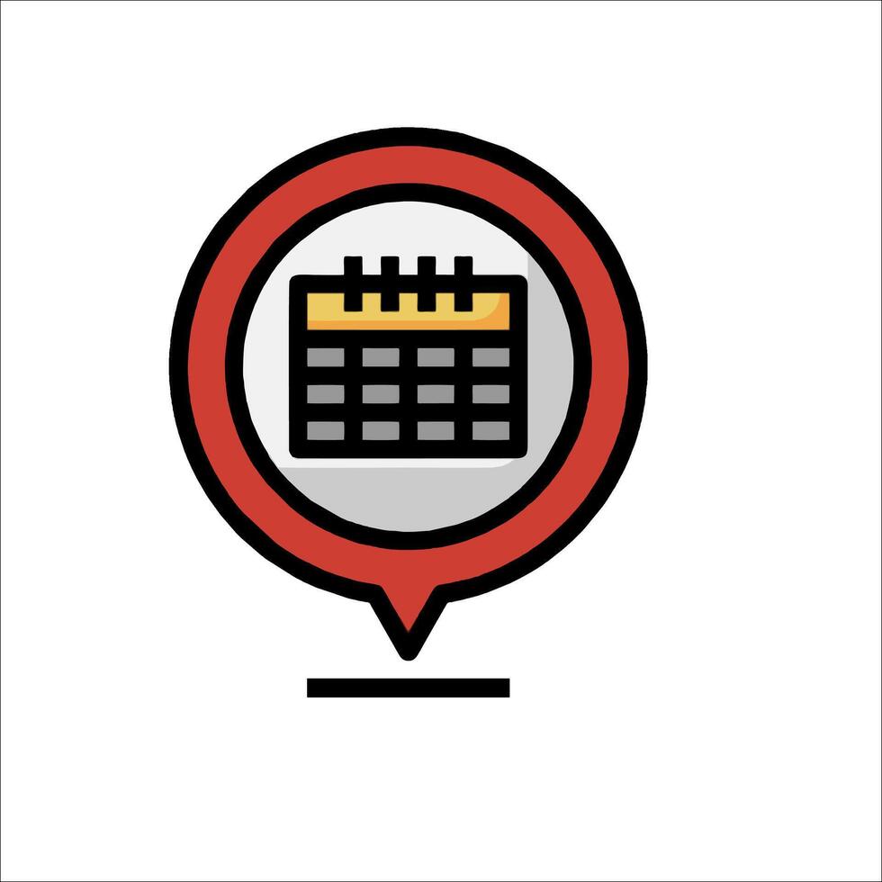 A calendar icon with a pin pointing to it vector