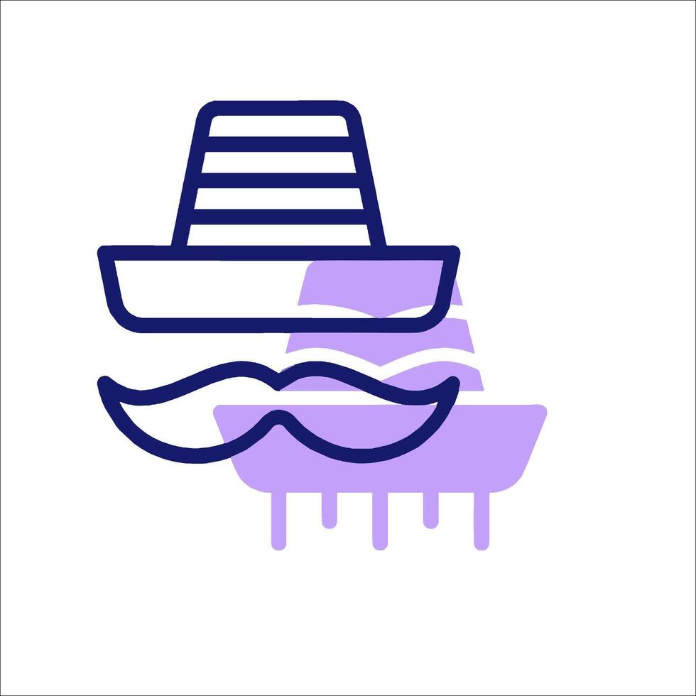 A hat and mustache icon on a white background vector