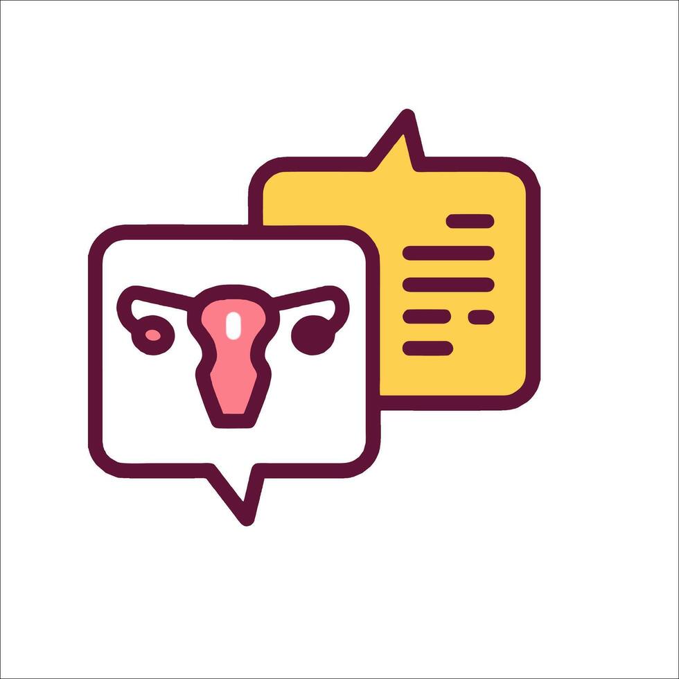A woman's reproductive organ with a speech bubble vector