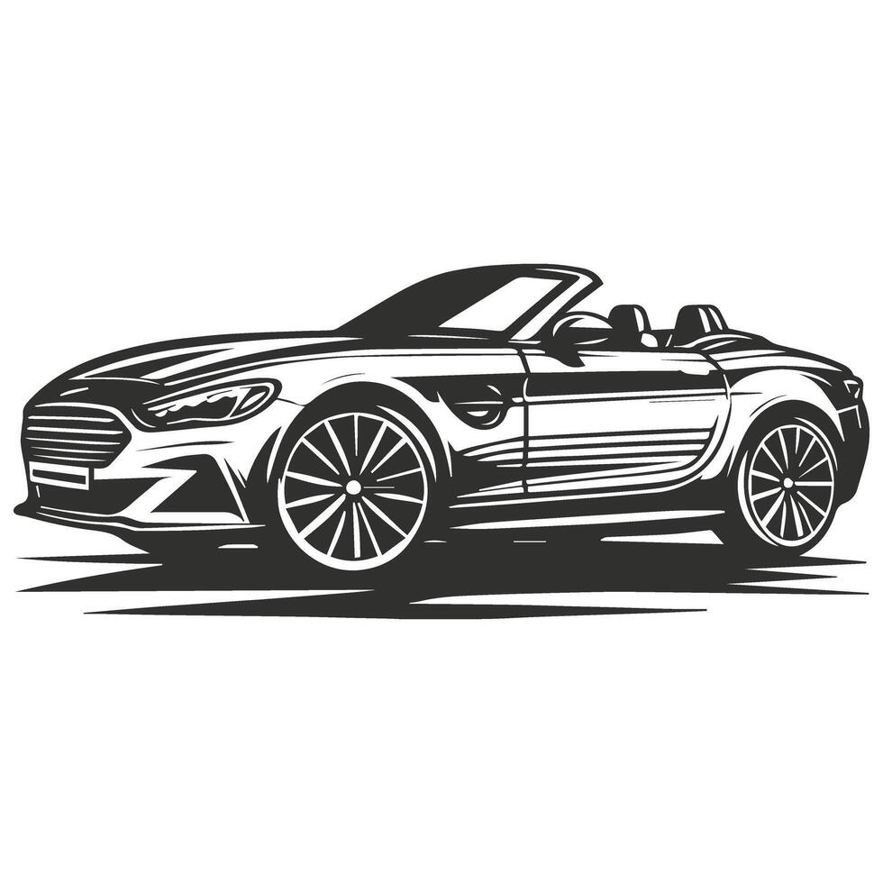 Detailed Sketch of Convertible Car vector