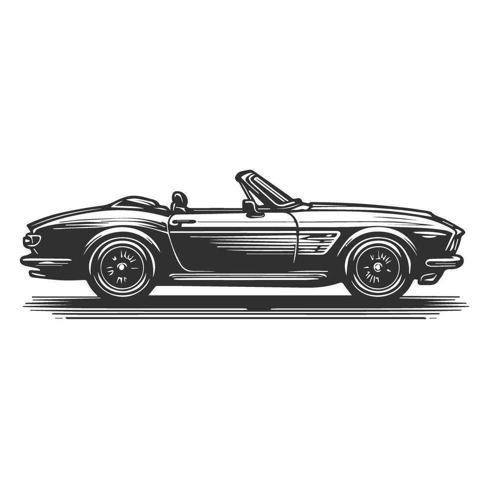 Charming Hand Drawn Convertible Car vector