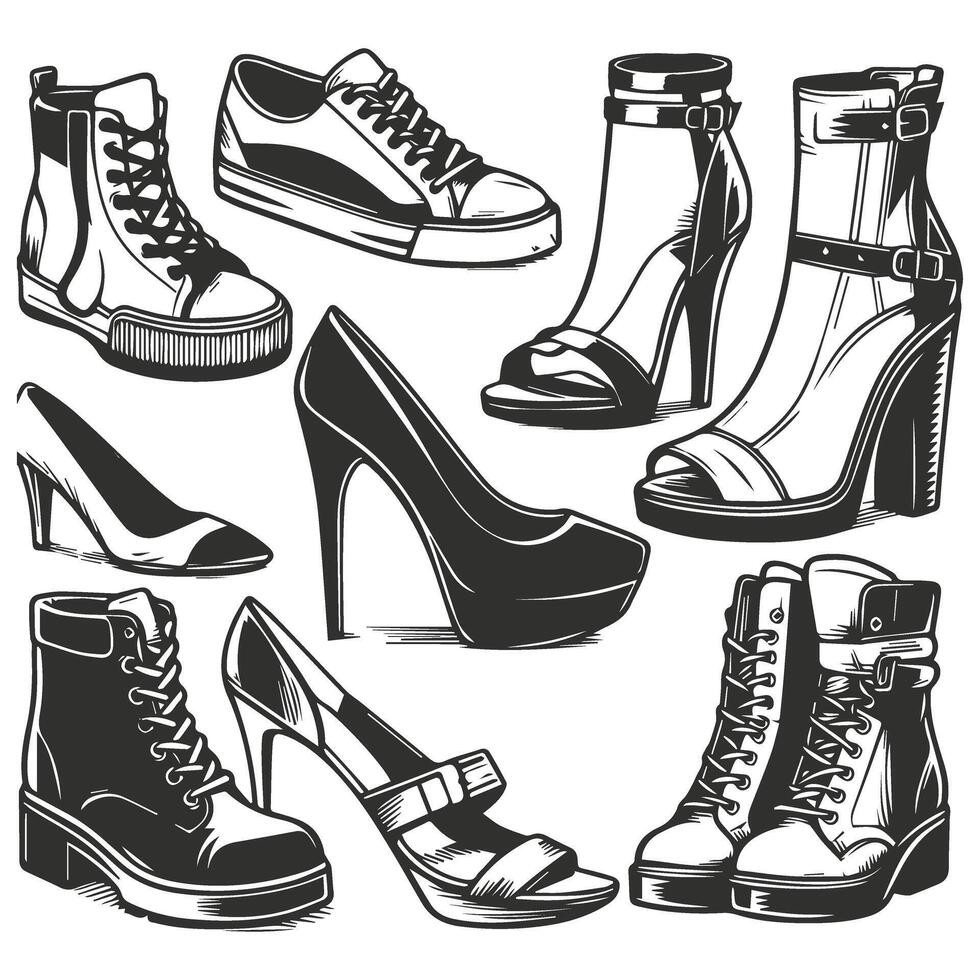 Handcrafted Shoe Outline Sketch vector