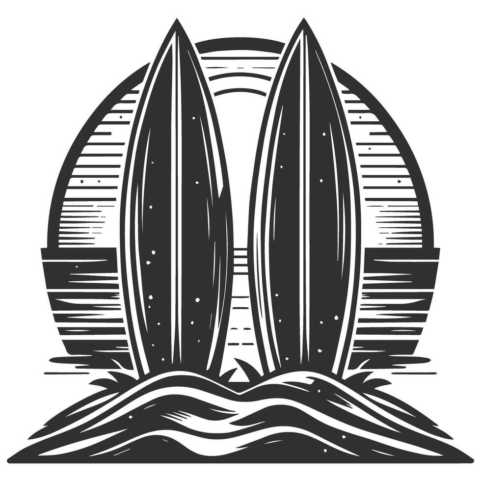 Upright Surfboards with Sand Background vector