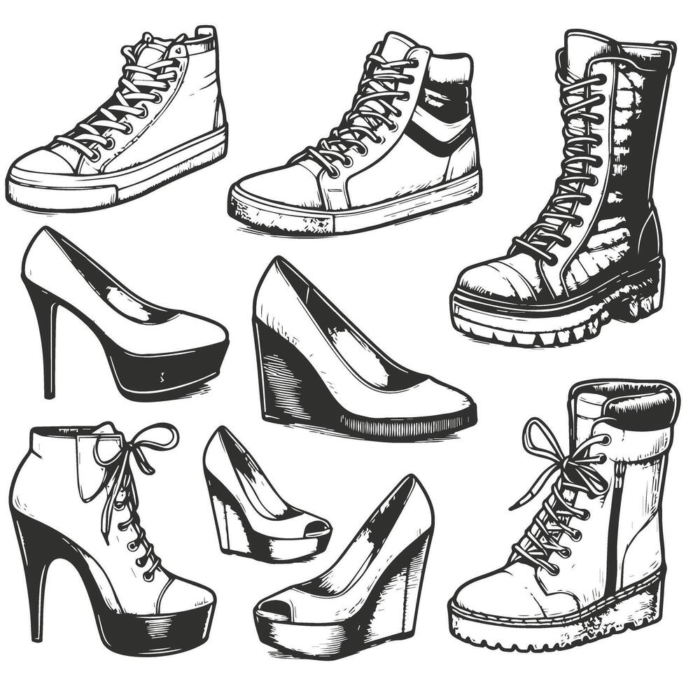 Hand Sketched Shoe Outline Design vector